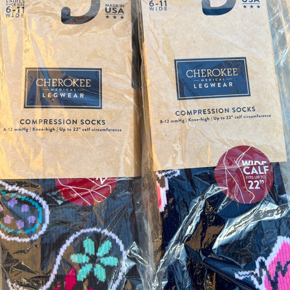 Cherokee medical/nursing compression socks. New. Wide calf.